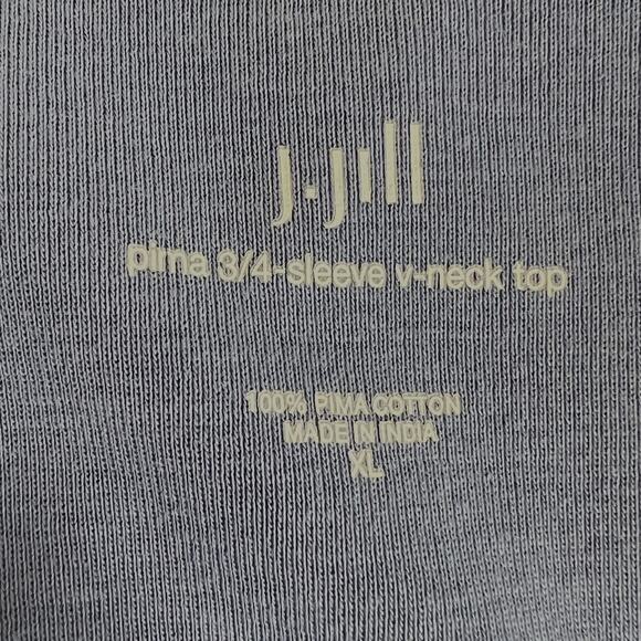J Jill Womens Pima Cotton Top XL Blue V-Neck 3/4 Sleeve Pullover - Picture 4 of 6